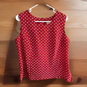 Anthony Richards Red Sleeveless Shirt 14P Retro‎ Polka Dot Rockabilly Officecore